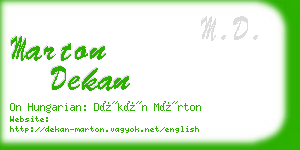 marton dekan business card